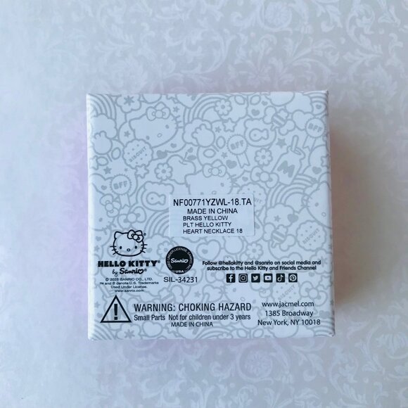 Hello Kitty Brass Yellow Plated Heart  Necklace Gold Flash Plated NEW w Box - Picture 4 of 5